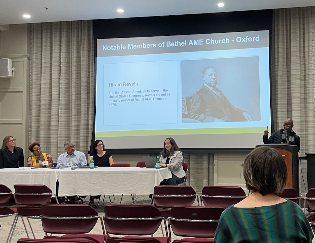 Jacqueline Johnson introduces the Bethel A.M.E. Oxford, Ohio communinity project at the Midwestern History Conference.