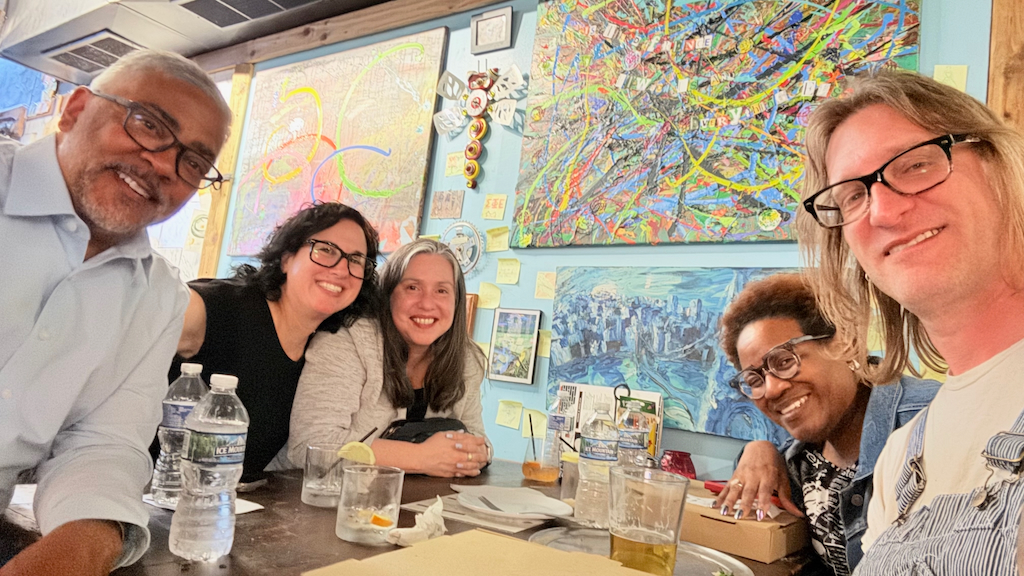The DigitalArc crew enjoying dinner after our panel presentation, (left to right): Bryan Glover, Michelle Dalmau, Dr. Kalani Craig, Joslyn Kelly and Samuel Love.