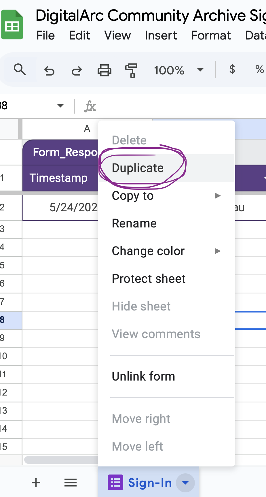 How to duplicate a Google sheets tab