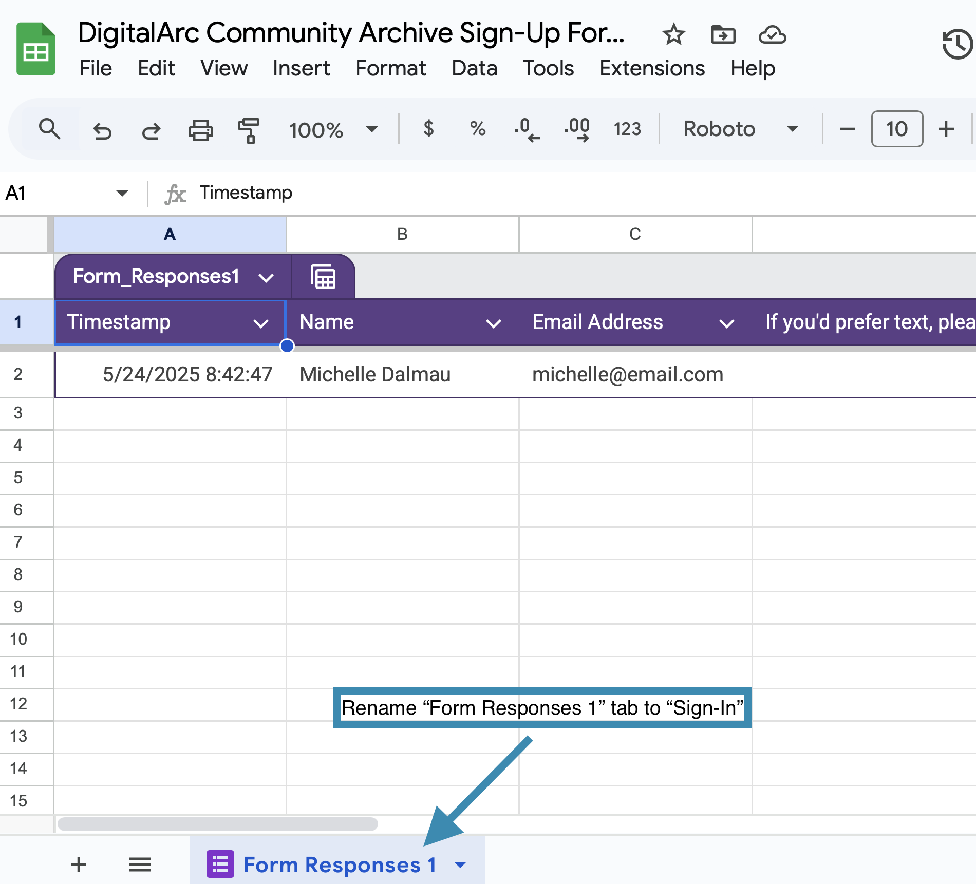 How to rename a Google sheets tab