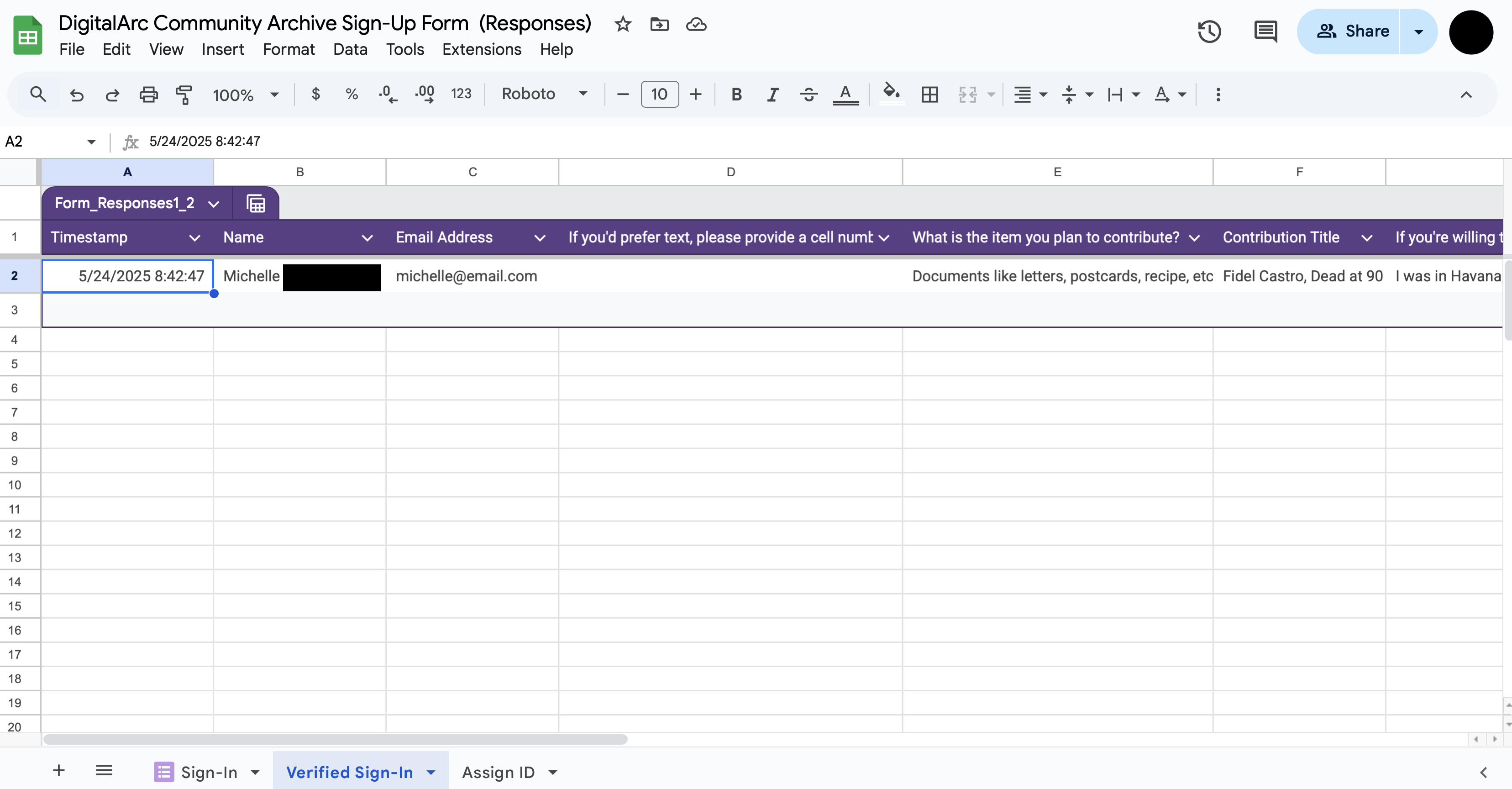 Example of a copy-paste into the Verified Sign-In tab